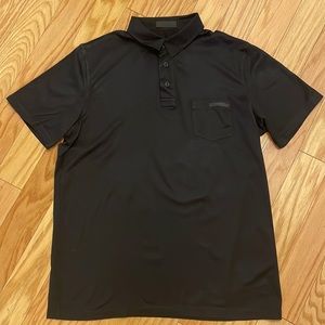 Prada Stretch Polo Black large Mens. Prada logo front pocket
